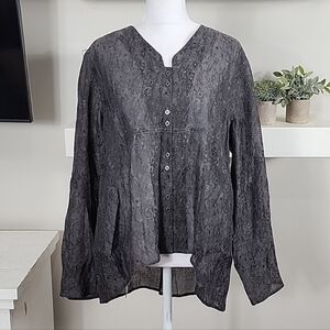 J. Jill Sheer Long Sleeve Button Down Top